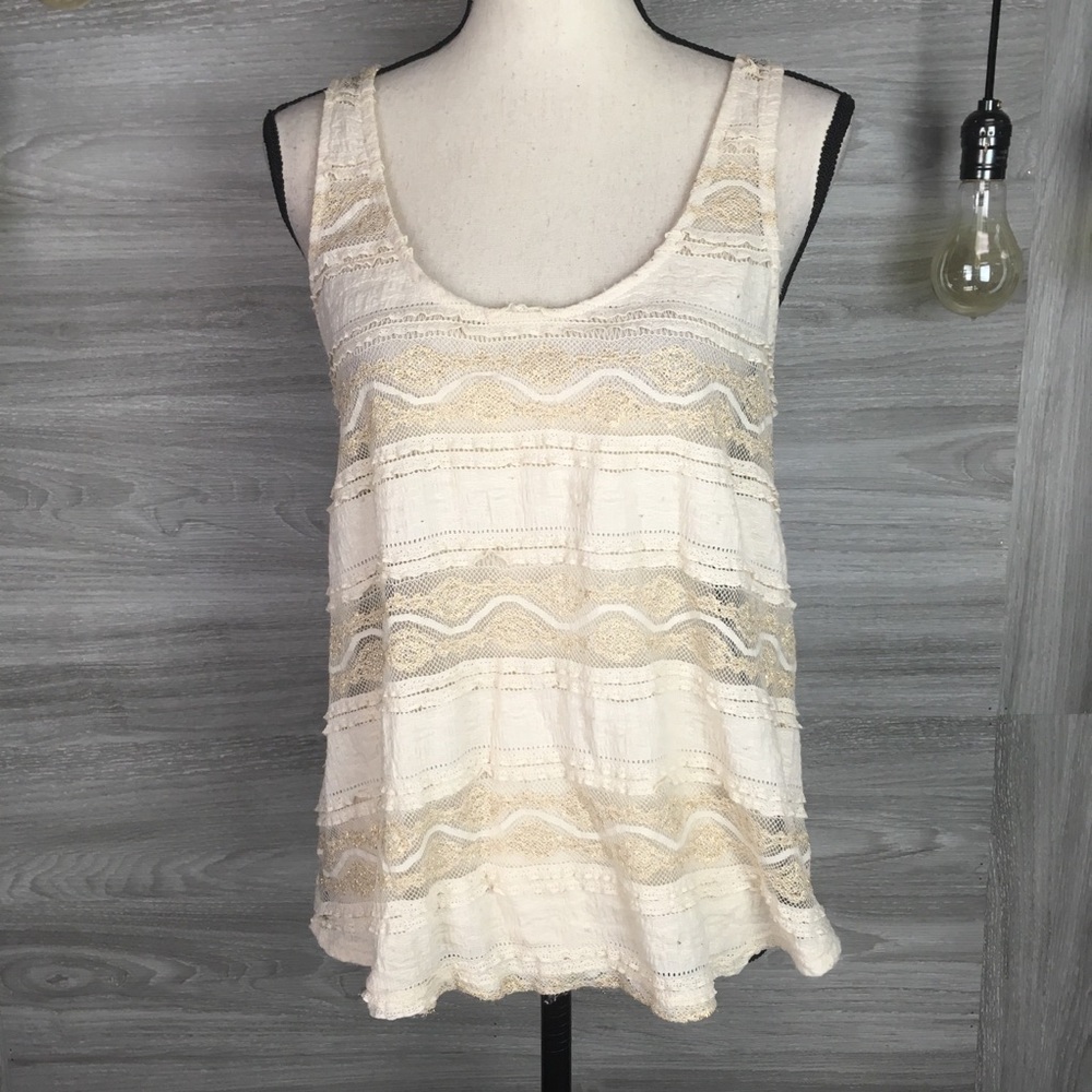 Anthropology: Sparkle & Fade Lace Tank Top Size L